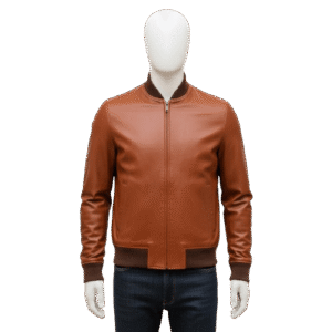 THE ALTITUDE PREMIUM GENUINE LEATHER BOMBER JACKET FOR MEN CLASSIC RIBBED