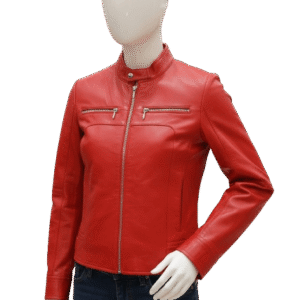 THE MATRIARCH GENUINE LEATHER RACER JACKET FOR WOMEN CROPPED STAND COLLAR FIT