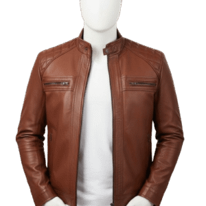THE SENTINEL GENUINE LEATHER BIKER JACKET FOR MEN CLASSIC STAND-COLLAR RACER OUTERWEAR