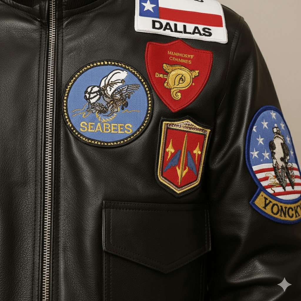 The Maverick Squadron | Premium Genuine Leather Multi-Patch Flight Bomber Jacket for Men - Image 4
