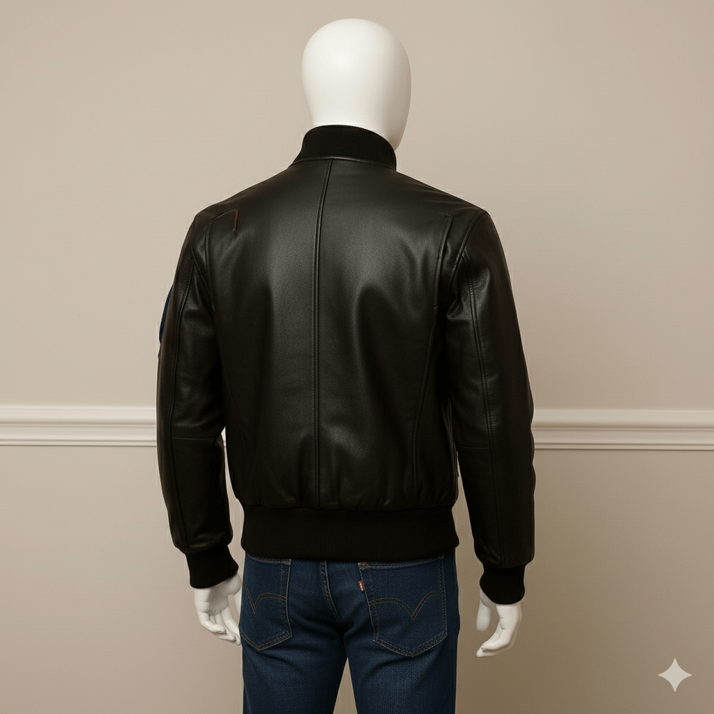 The Maverick Squadron Premium Genuine Leather Multi-Patch Flight Bomber Jacket for Men