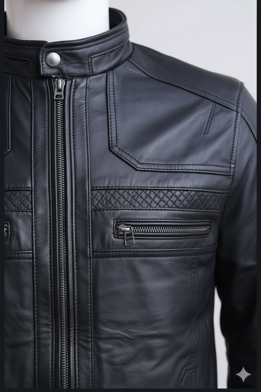 The Urban Commander Premium Genuine Leather Quilted Moto Jacket