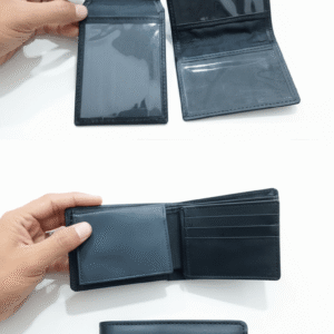 Men's Essential Black Leather Bifold Wallet - 100% Guaranteed Pure Leather